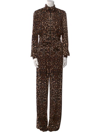 Tom Ford Animal Print Mock Neck Jumpsuit