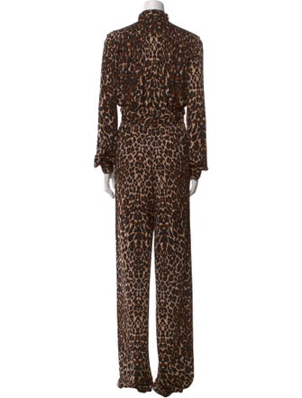 Tom Ford Animal Print Mock Neck Jumpsuit
