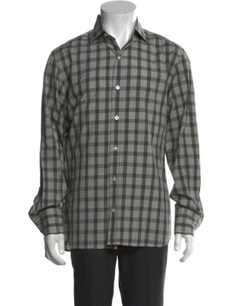 Tom Ford Plaid Print Long Sleeve Shirt