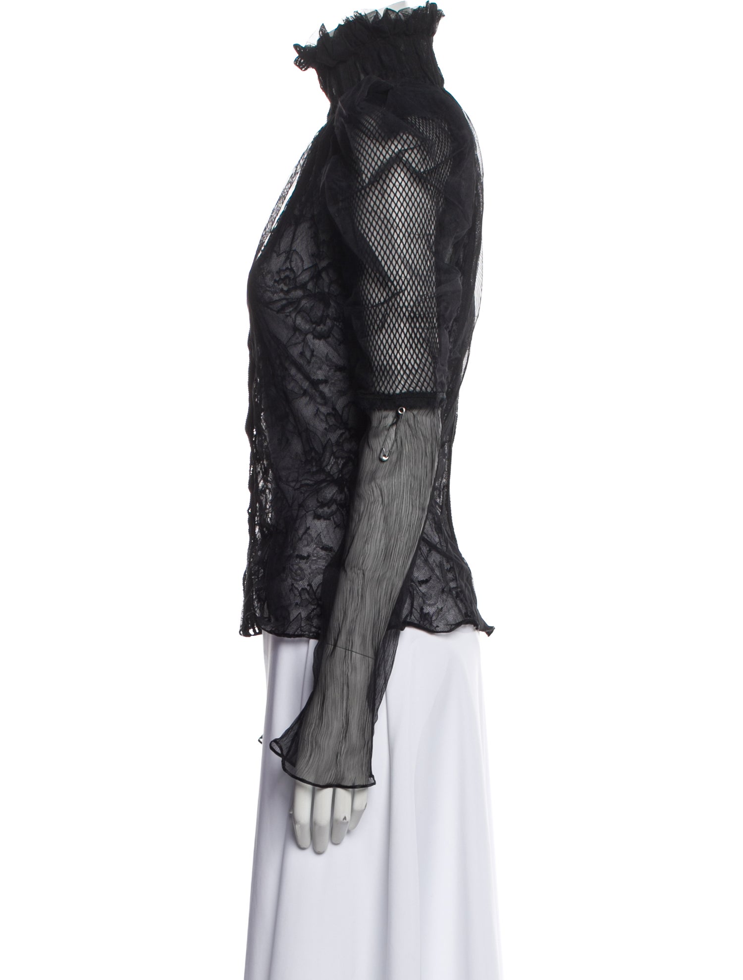 Tom Ford Lace Pattern Mock Neck Blouse