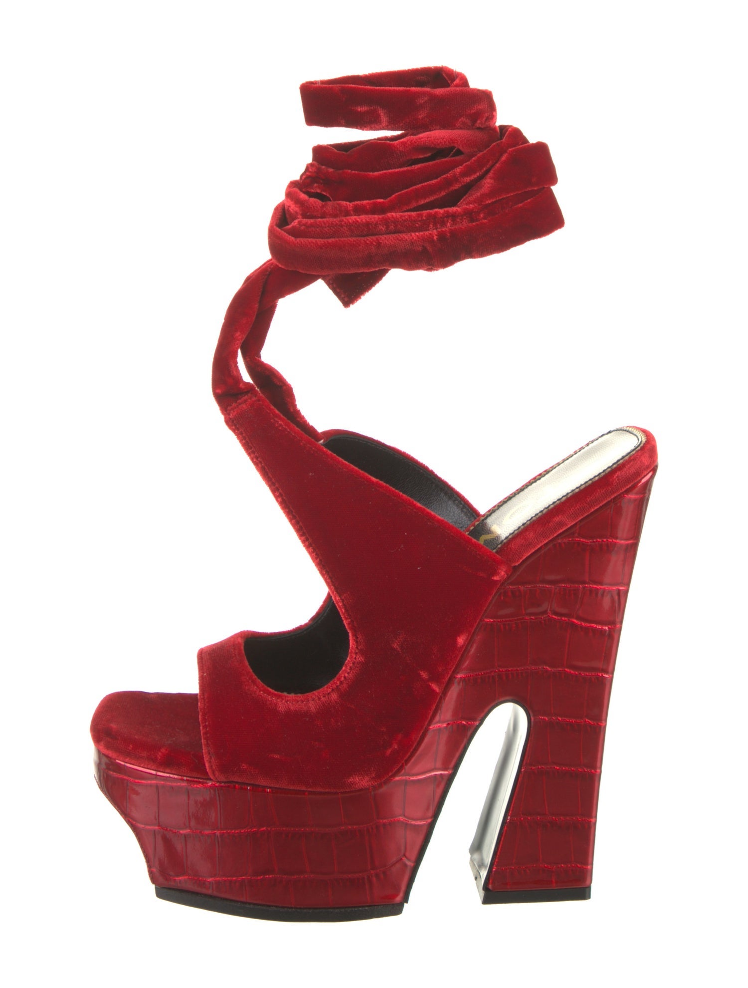 Tom Ford Velvet Leather Trim Embellishment Gladiator Sandals