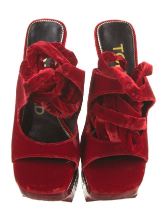 Tom Ford Velvet Leather Trim Embellishment Gladiator Sandals