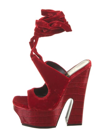 Tom Ford Velvet Leather Trim Embellishment Gladiator Sandals