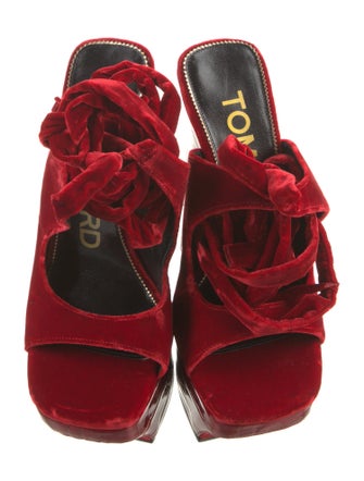 Tom Ford Velvet Leather Trim Embellishment Gladiator Sandals