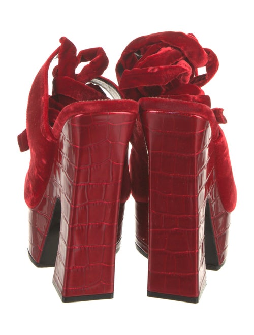 Tom Ford Velvet Leather Trim Embellishment Gladiator Sandals