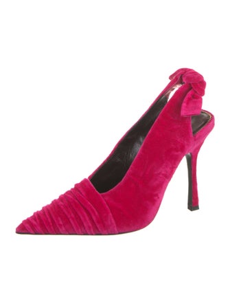 Tom Ford Velvet Leather Trim Embellishment Slingback Pumps