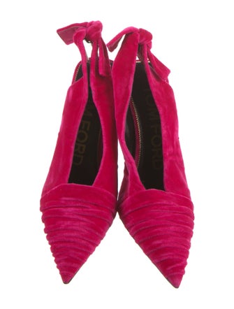 Tom Ford Velvet Leather Trim Embellishment Slingback Pumps