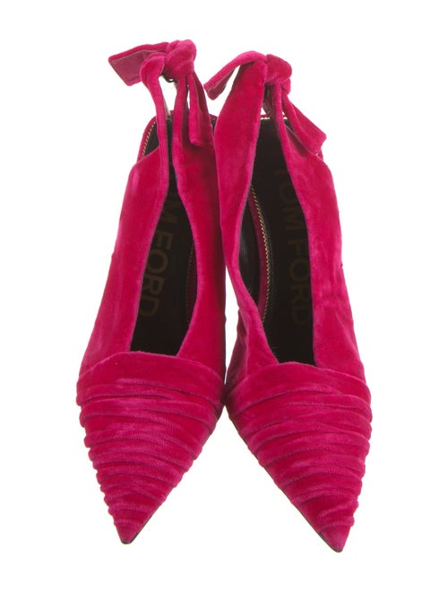 Tom Ford Velvet Leather Trim Embellishment Slingback Pumps