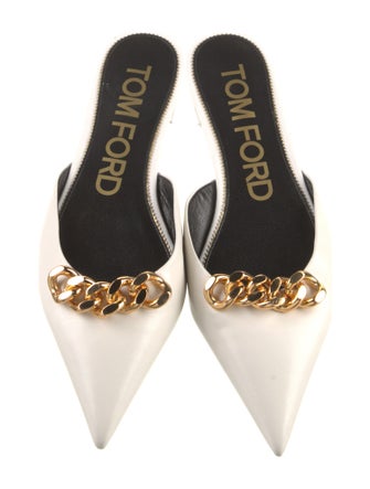 Tom Ford Leather Chain-Link Accents Mules
