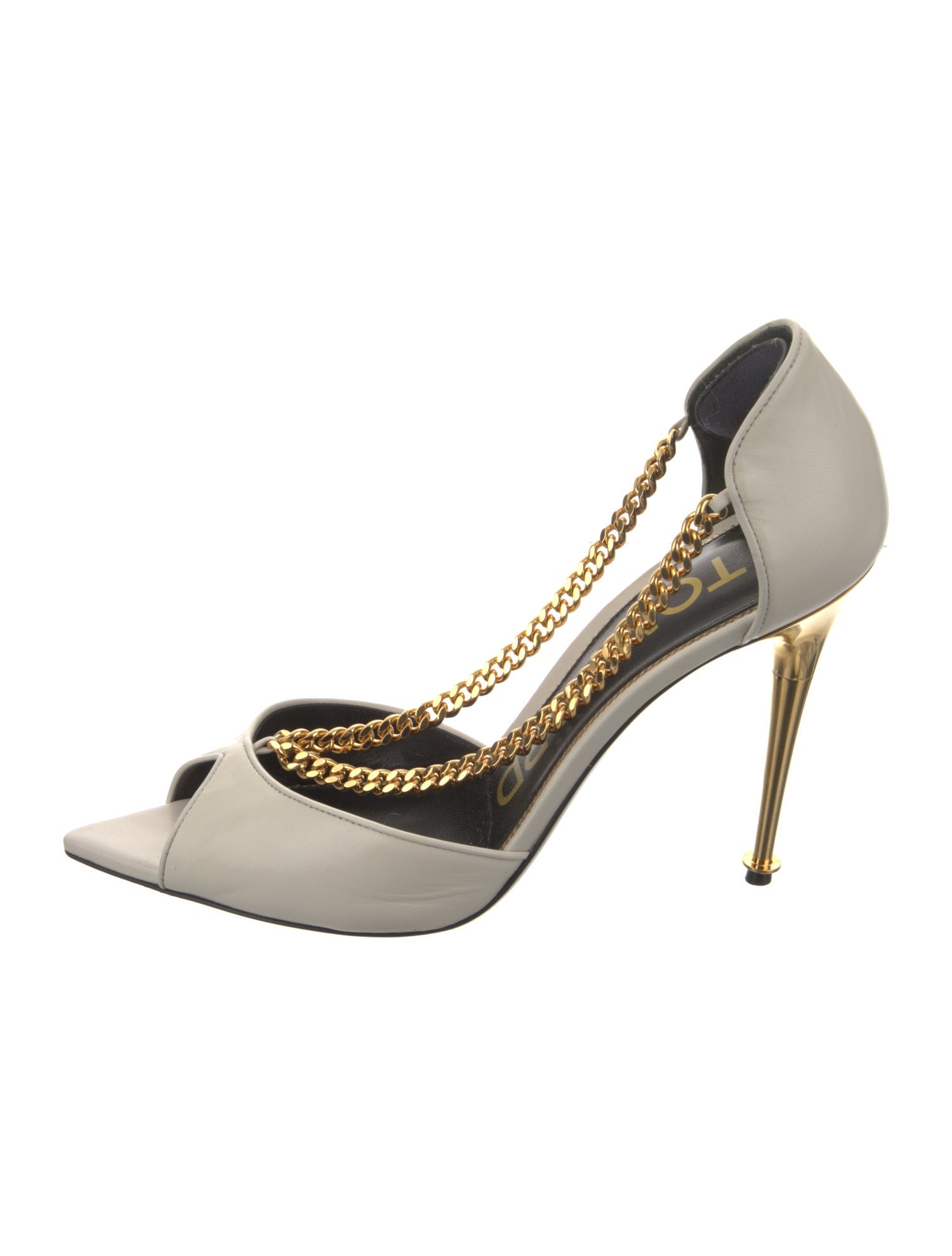 Tom Ford Leather Chain-Link Accents D'Orsay Pumps