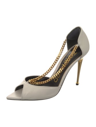 Tom Ford Leather Chain-Link Accents D'Orsay Pumps