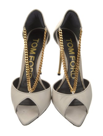 Tom Ford Leather Chain-Link Accents D'Orsay Pumps