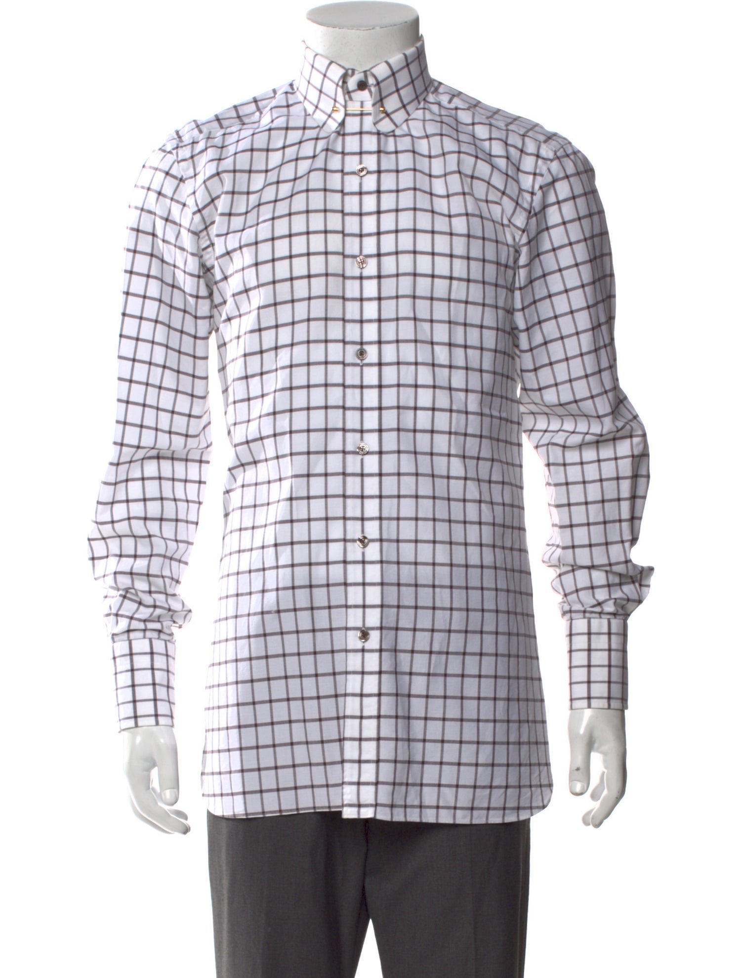 Tom Ford Plaid Print Long Sleeve Dress Shirt