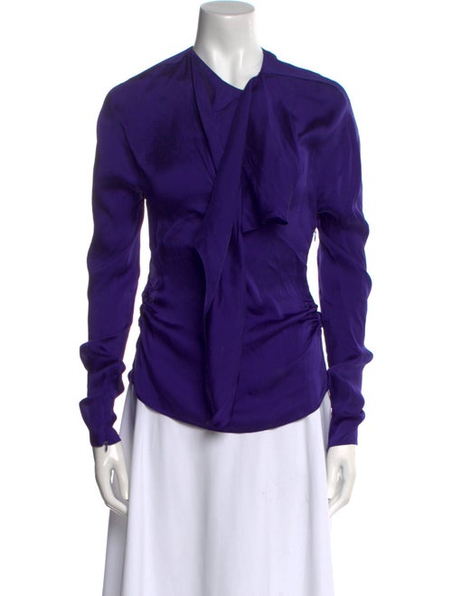 Tom Ford Tie Neck Long Sleeve Button-Up Top