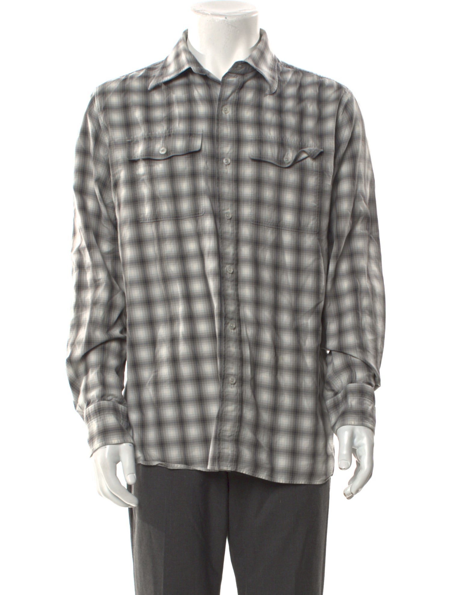 Tom Ford Plaid Print Long Sleeve Dress Shirt