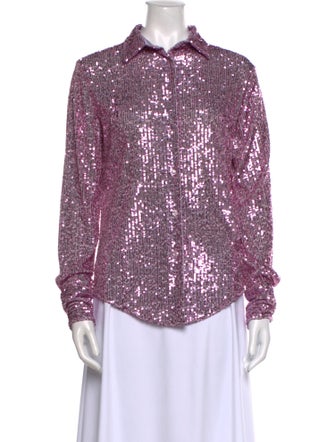Tom Ford Sequin Printed Button-Up Top