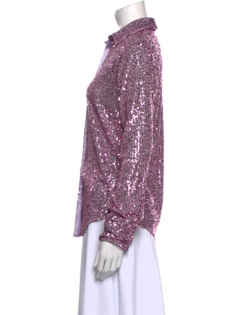 Tom Ford Sequin Printed Button-Up Top