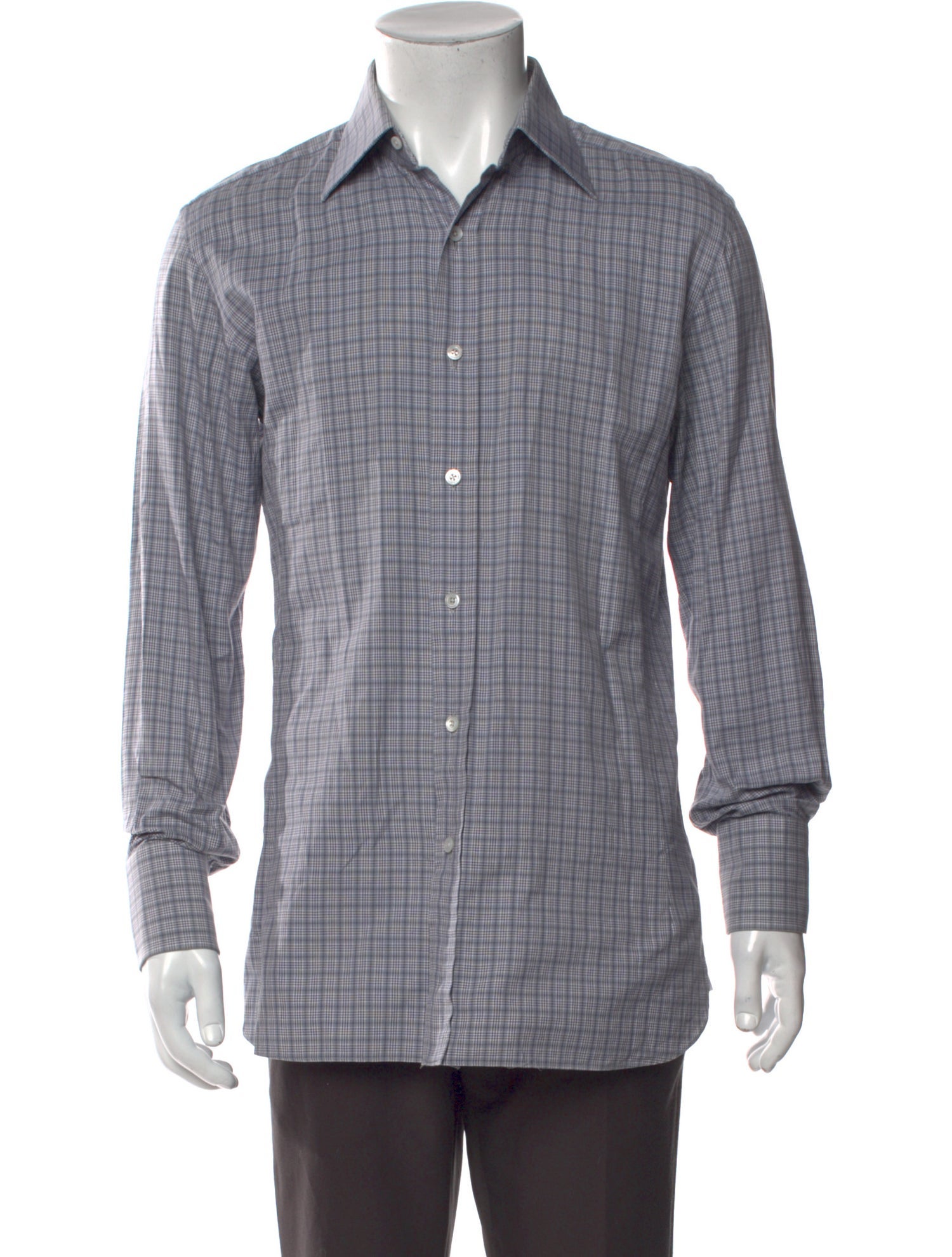 Tom Ford Plaid Print Long Sleeve Shirt