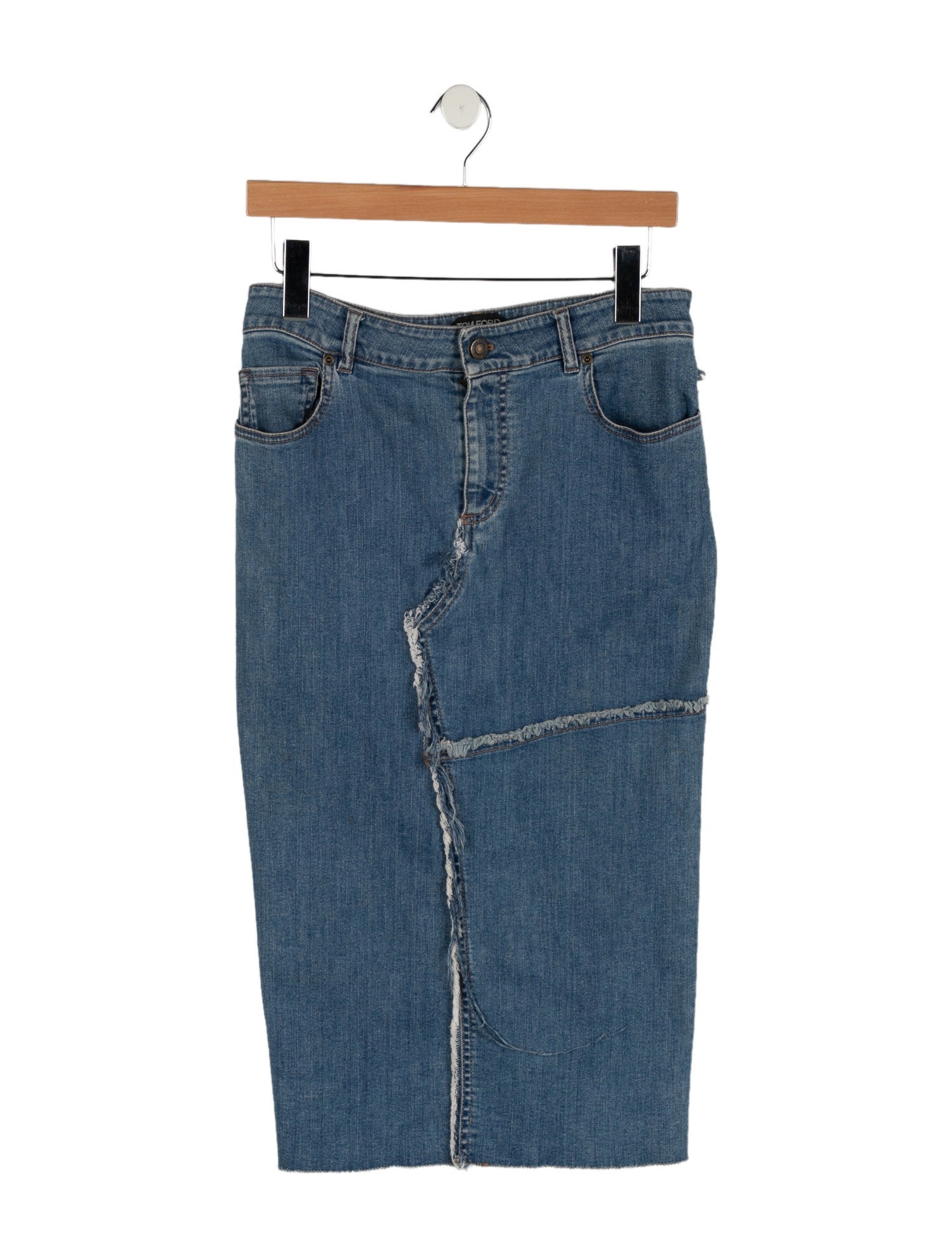 Tom Ford Raw-Edge Trim Knee-Length Skirt