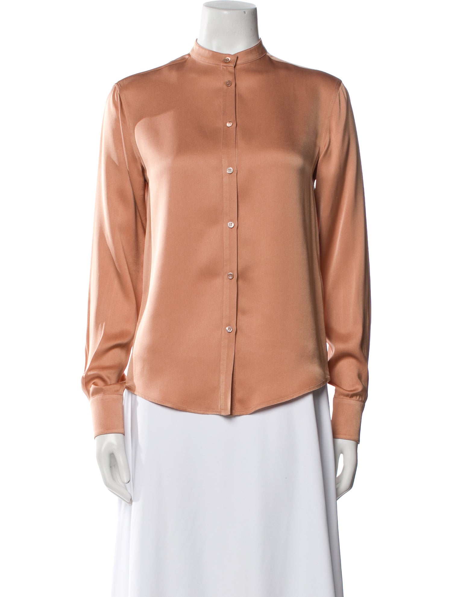 Tom Ford Silk Mock Neck Button-Up Top