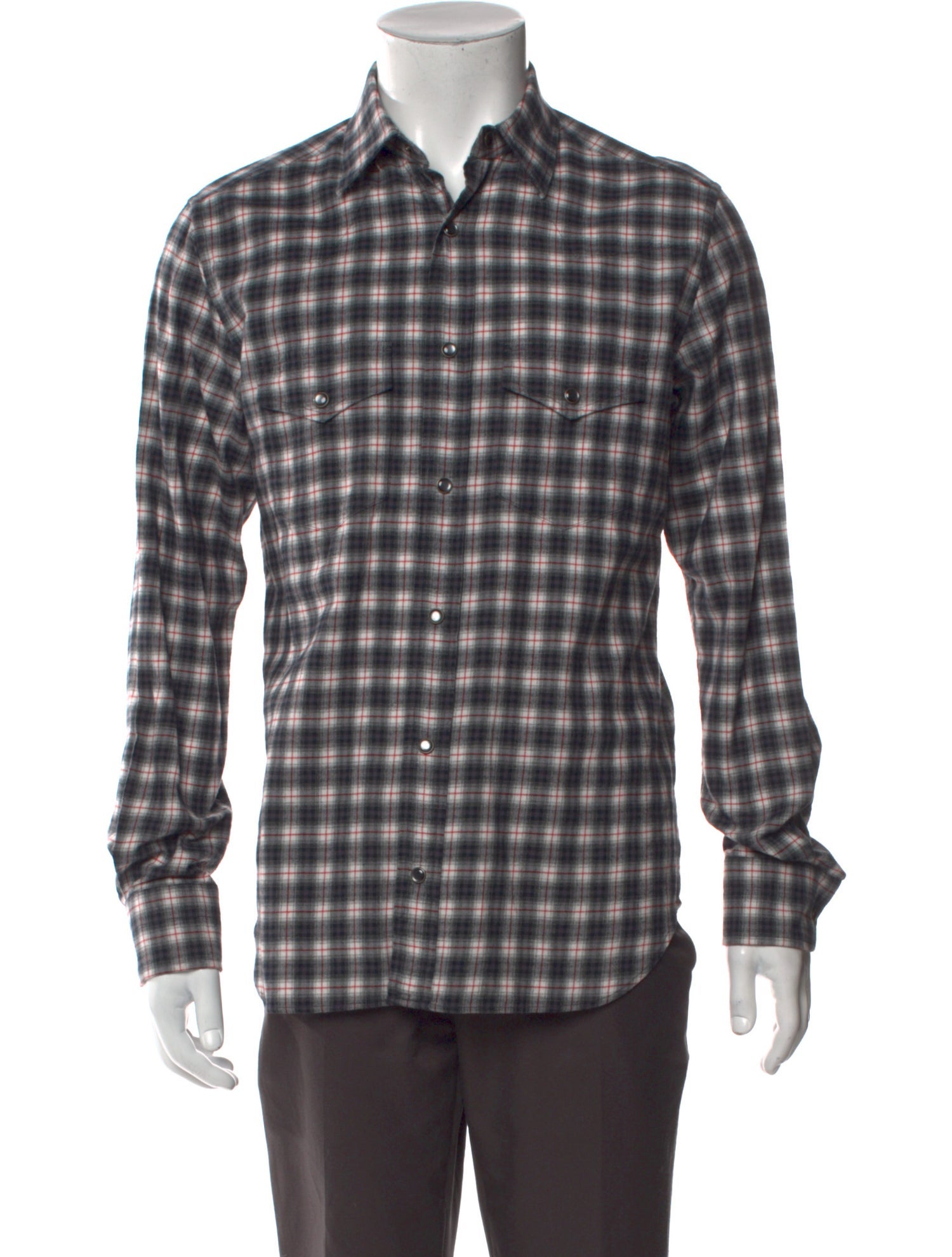 Tom Ford Plaid Print Long Sleeve Shirt