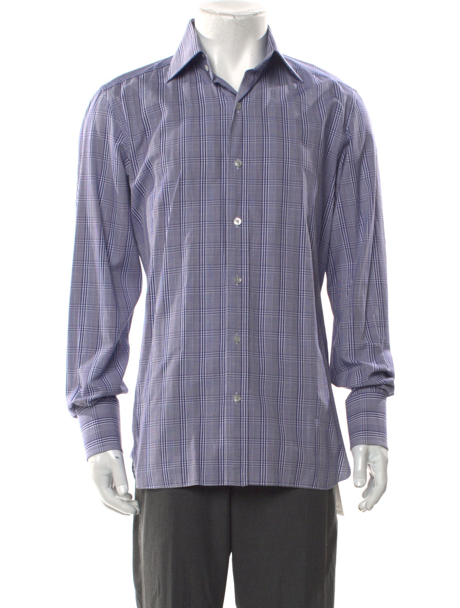 Tom Ford Plaid Print Long Sleeve Dress Shirt