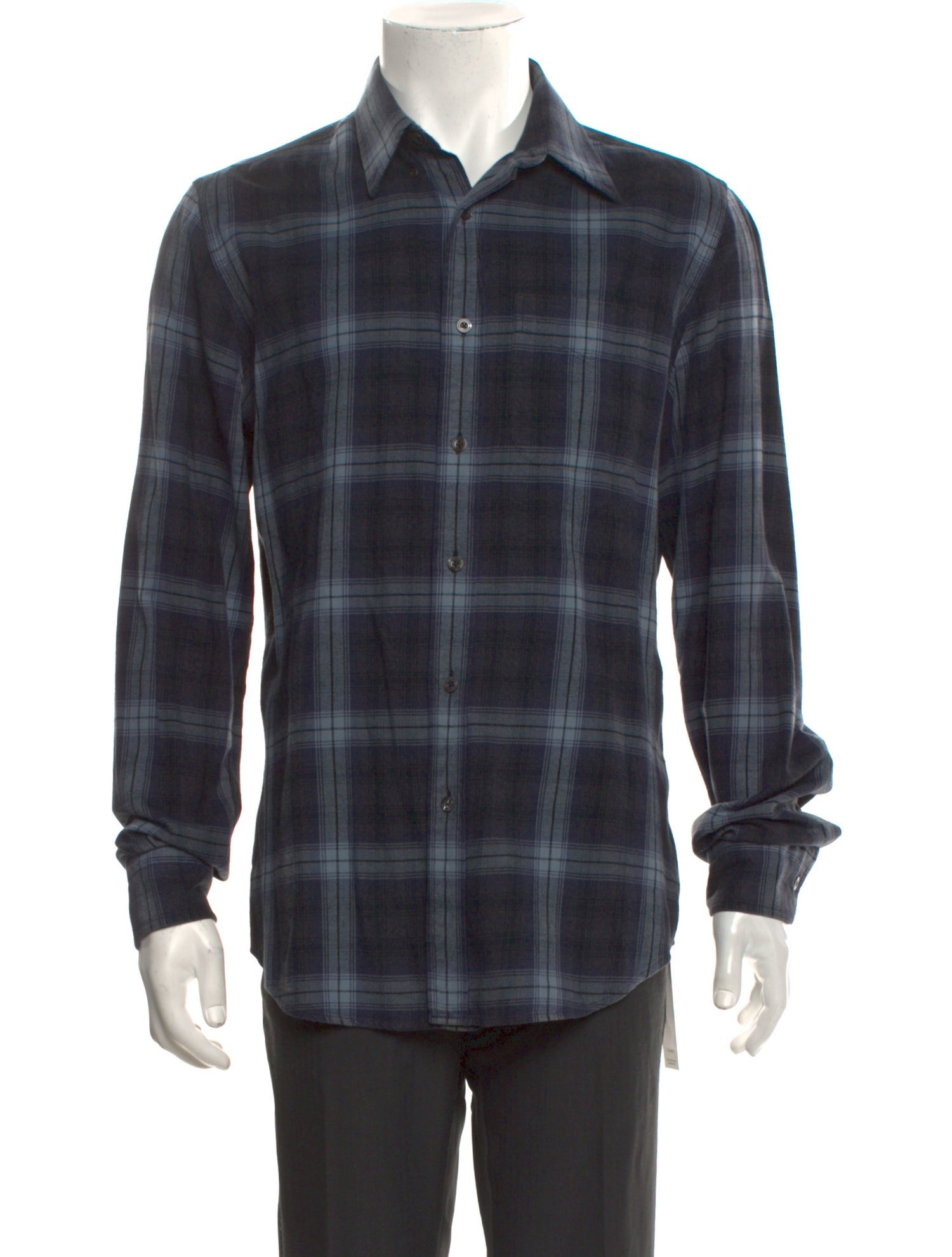 Tom Ford Plaid Print Long Sleeve Shirt