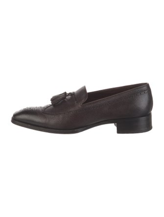 Tom Ford Leather Tassel Accents Dress Loafers