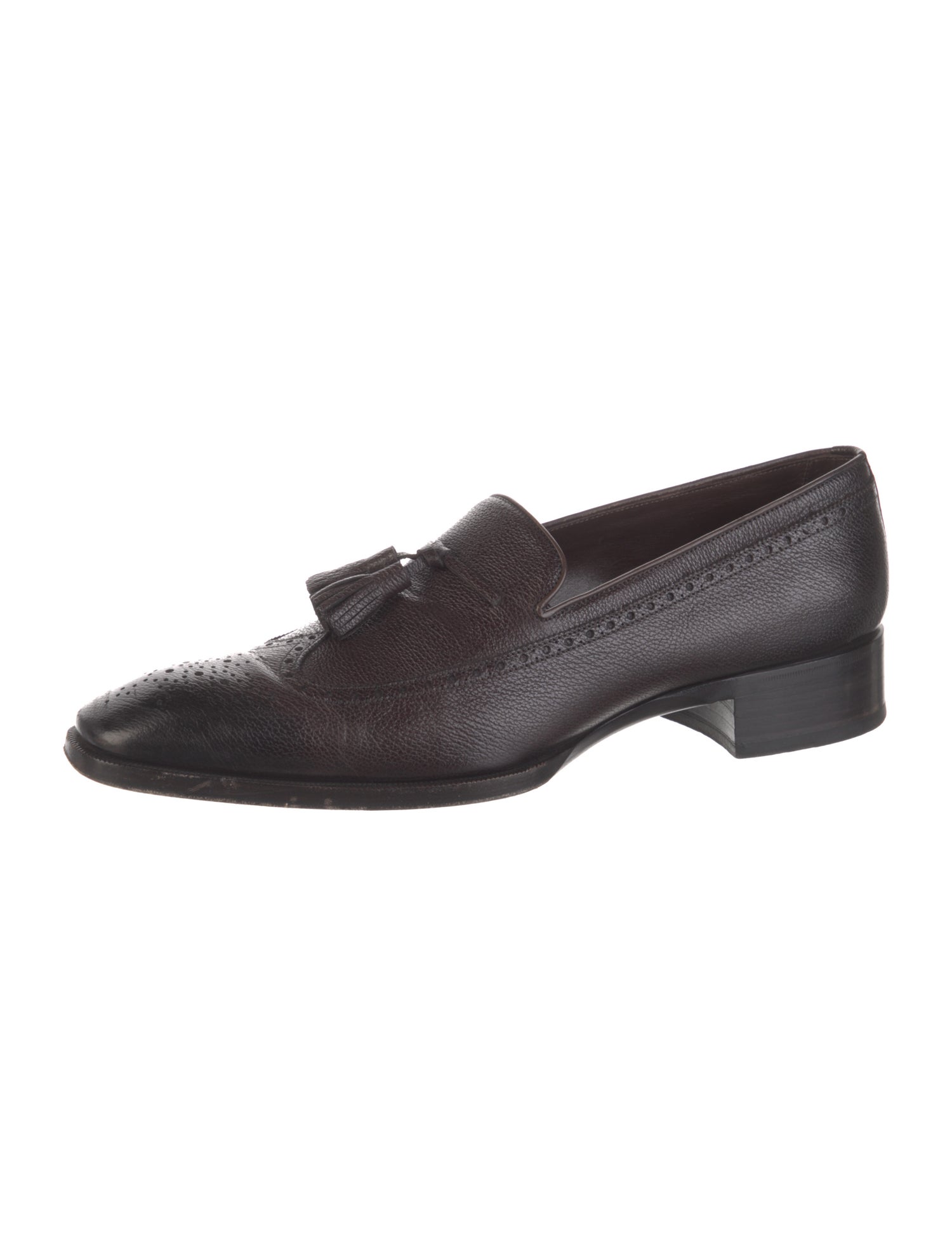 Tom Ford Leather Tassel Accents Dress Loafers