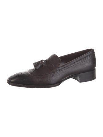 Tom Ford Leather Tassel Accents Dress Loafers