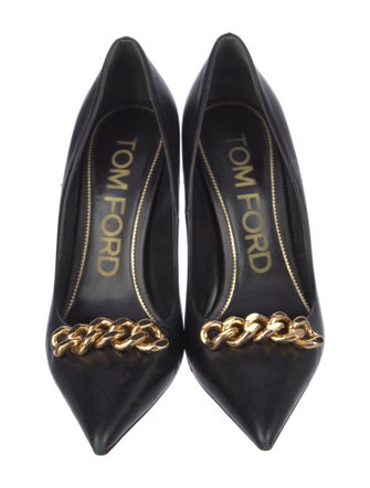 Tom Ford Leather Chain-Link Accents Pumps