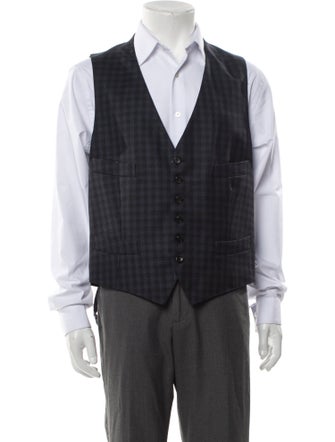 Tom Ford Wool Plaid Print Suit Vest