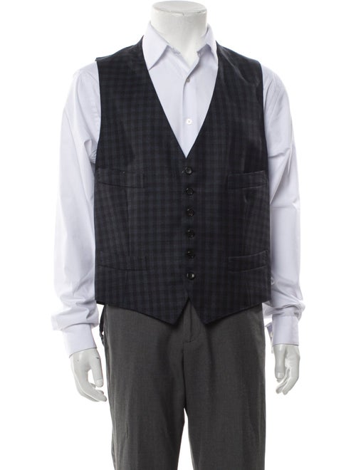 Tom Ford Wool Plaid Print Suit Vest