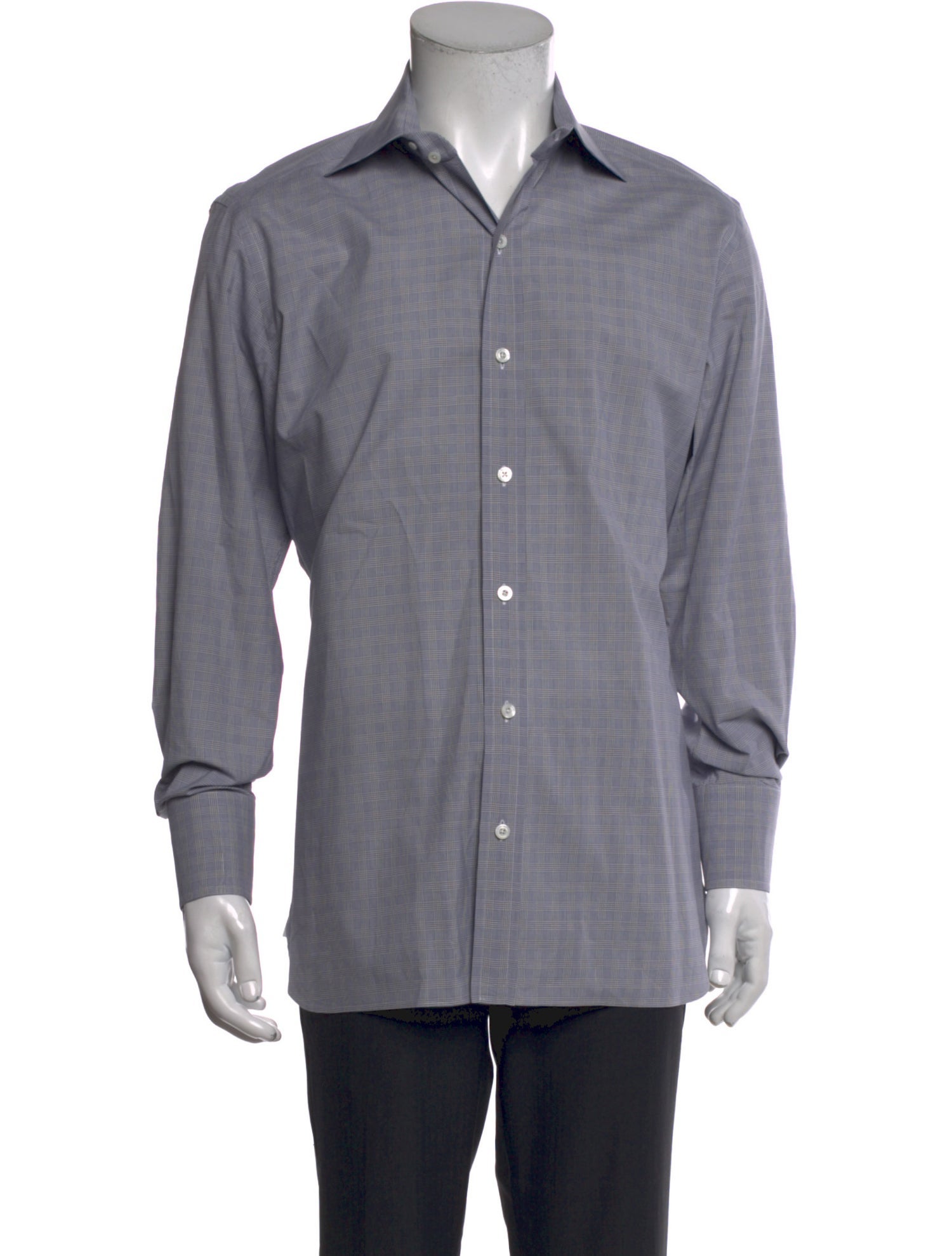 Tom Ford Plaid Print Long Sleeve Dress Shirt