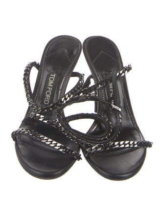 Tom Ford Leather Chain-Link Accents Sandals