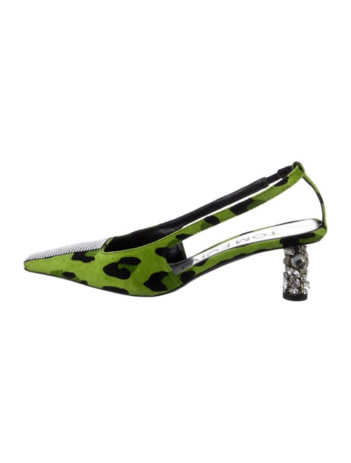 Tom Ford Suede Animal Print Slingback Pumps