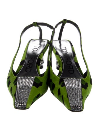 Tom Ford Suede Animal Print Slingback Pumps
