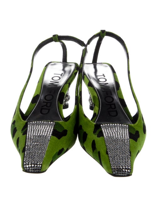 Tom Ford Suede Animal Print Slingback Pumps
