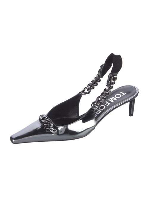 Tom Ford Leather Chain-Link Accents Slingback Pumps