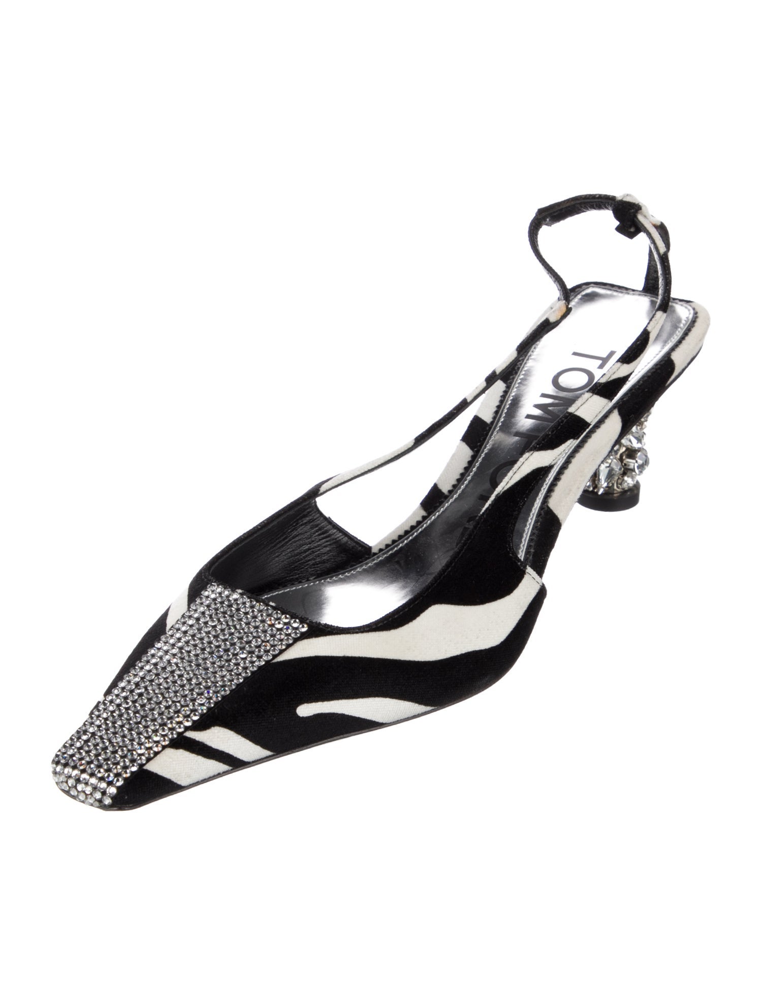 Tom Ford Printed Crystal Embellishments Slingback Pumps