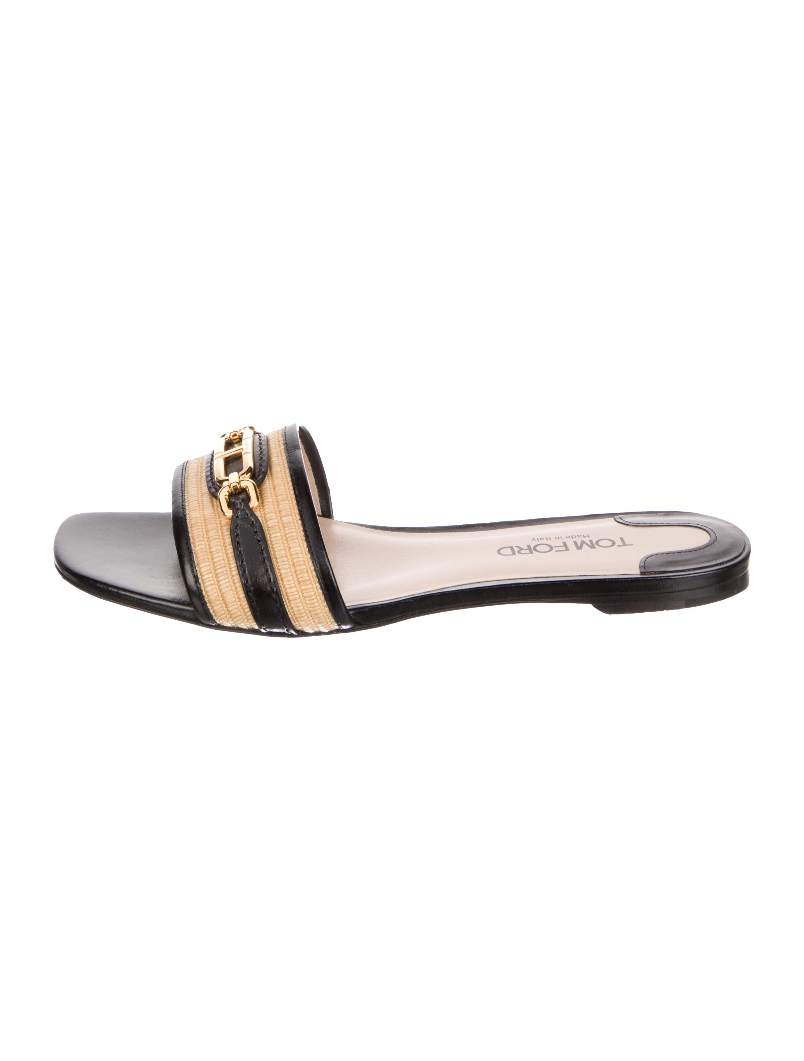 Tom Ford Leather Colorblock Pattern Slides