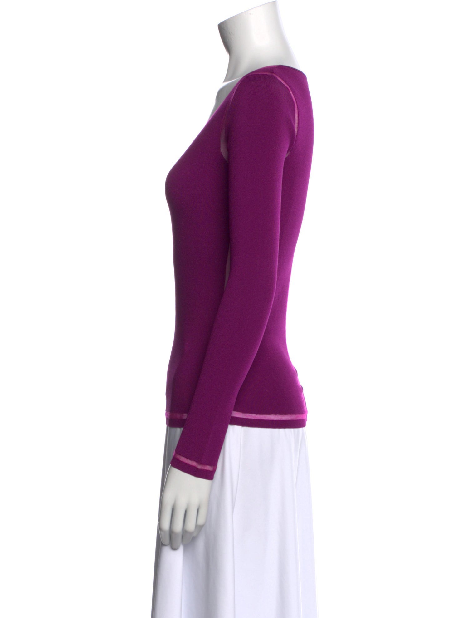 Issey Miyake Turtleneck Long Sleeve Top - Burgundy Tops, Clothing
