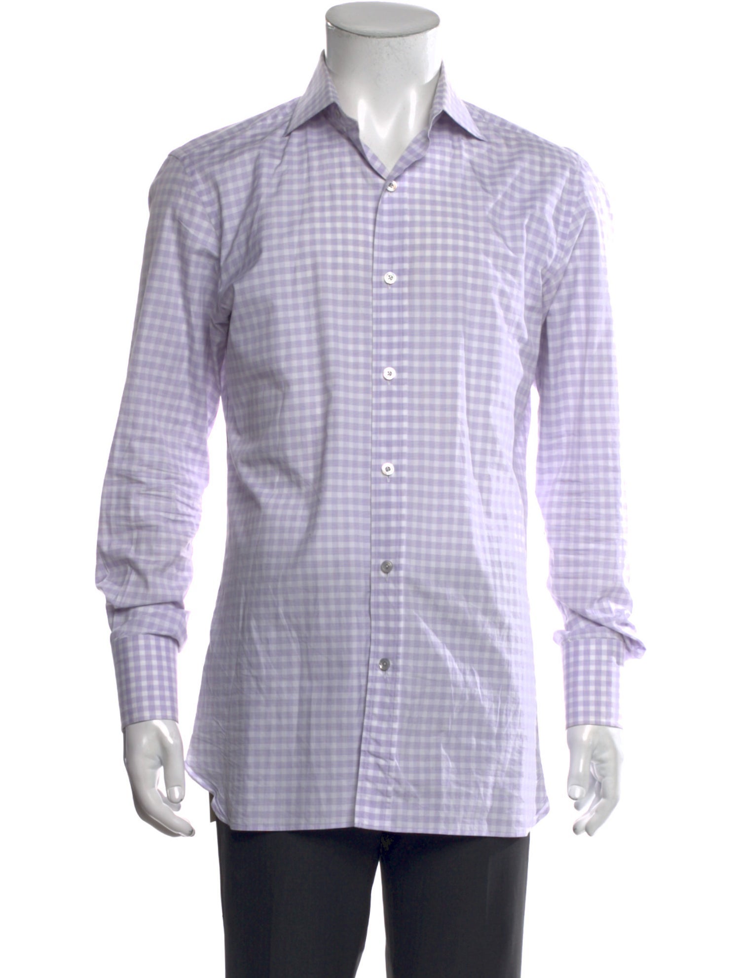 Tom Ford Plaid Print Long Sleeve Dress Shirt