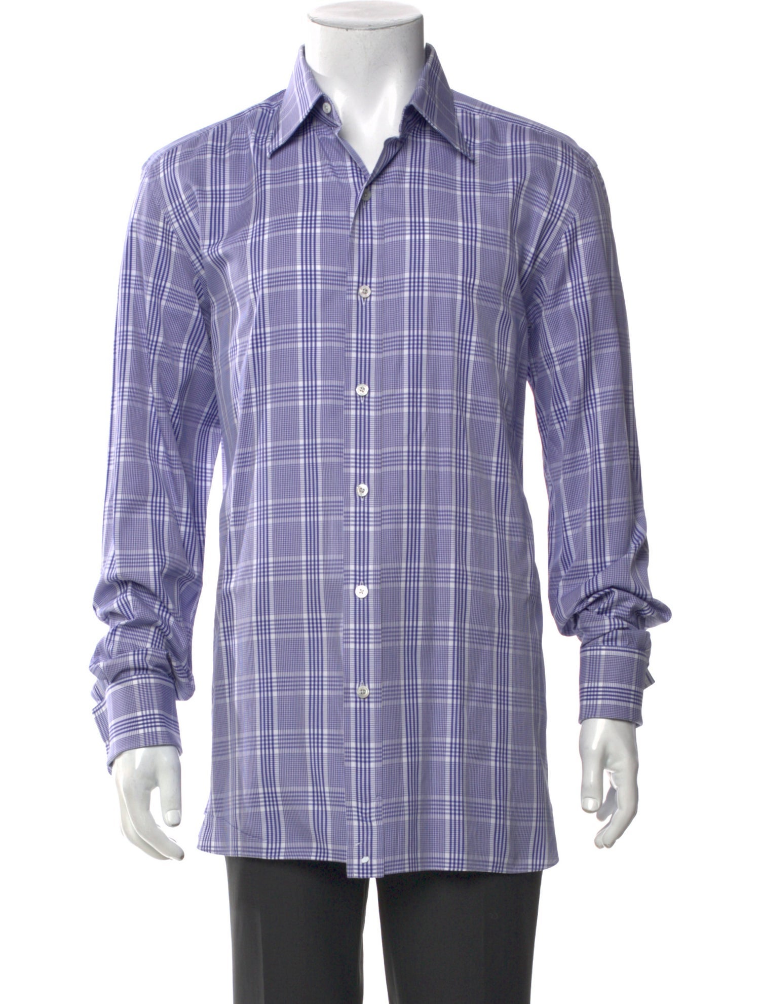 Tom Ford Plaid Print Long Sleeve Dress Shirt