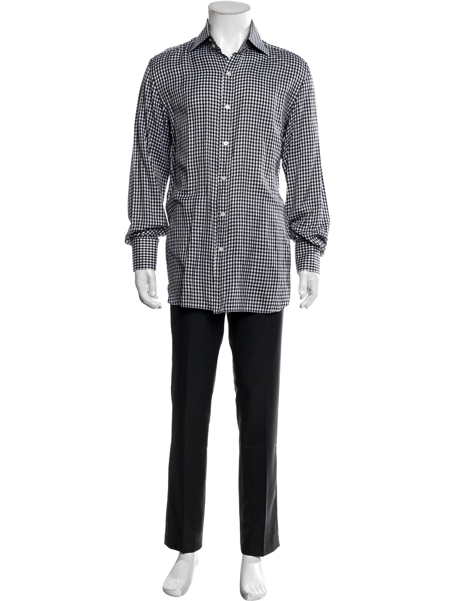 Tom Ford Plaid Print Long Sleeve Dress Shirt