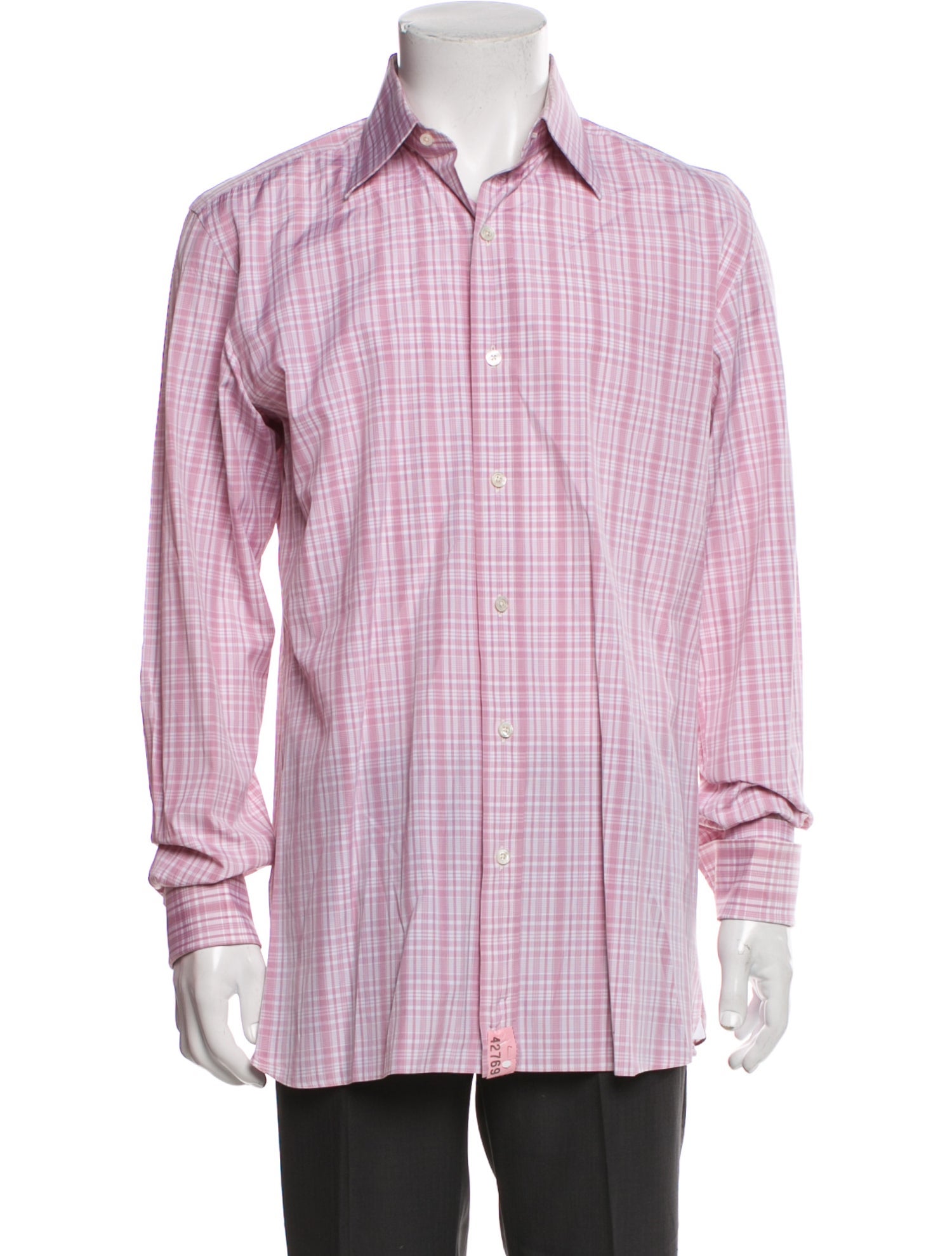 Tom Ford Plaid Print Long Sleeve Dress Shirt