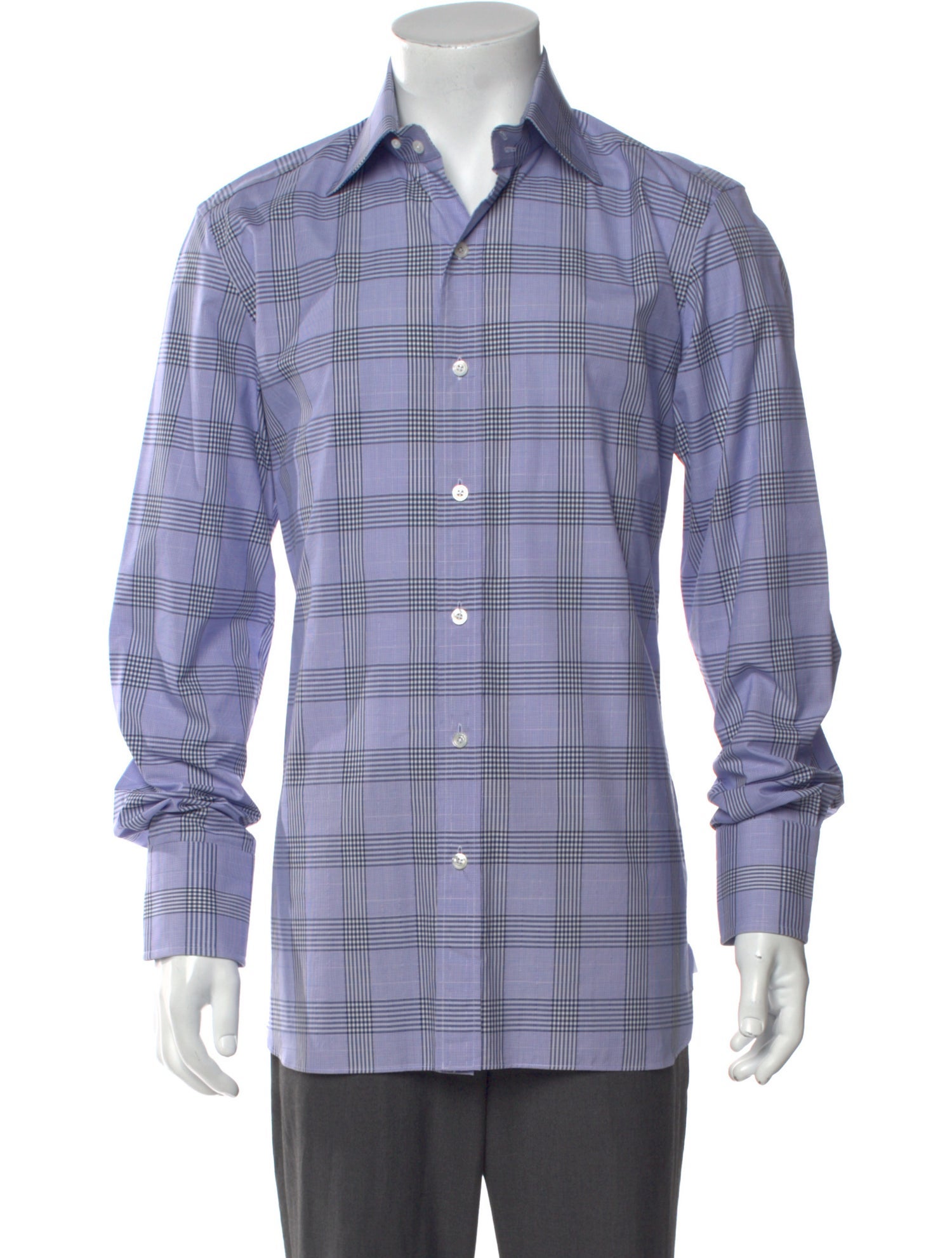 Tom Ford Plaid Print Long Sleeve Western Shirt