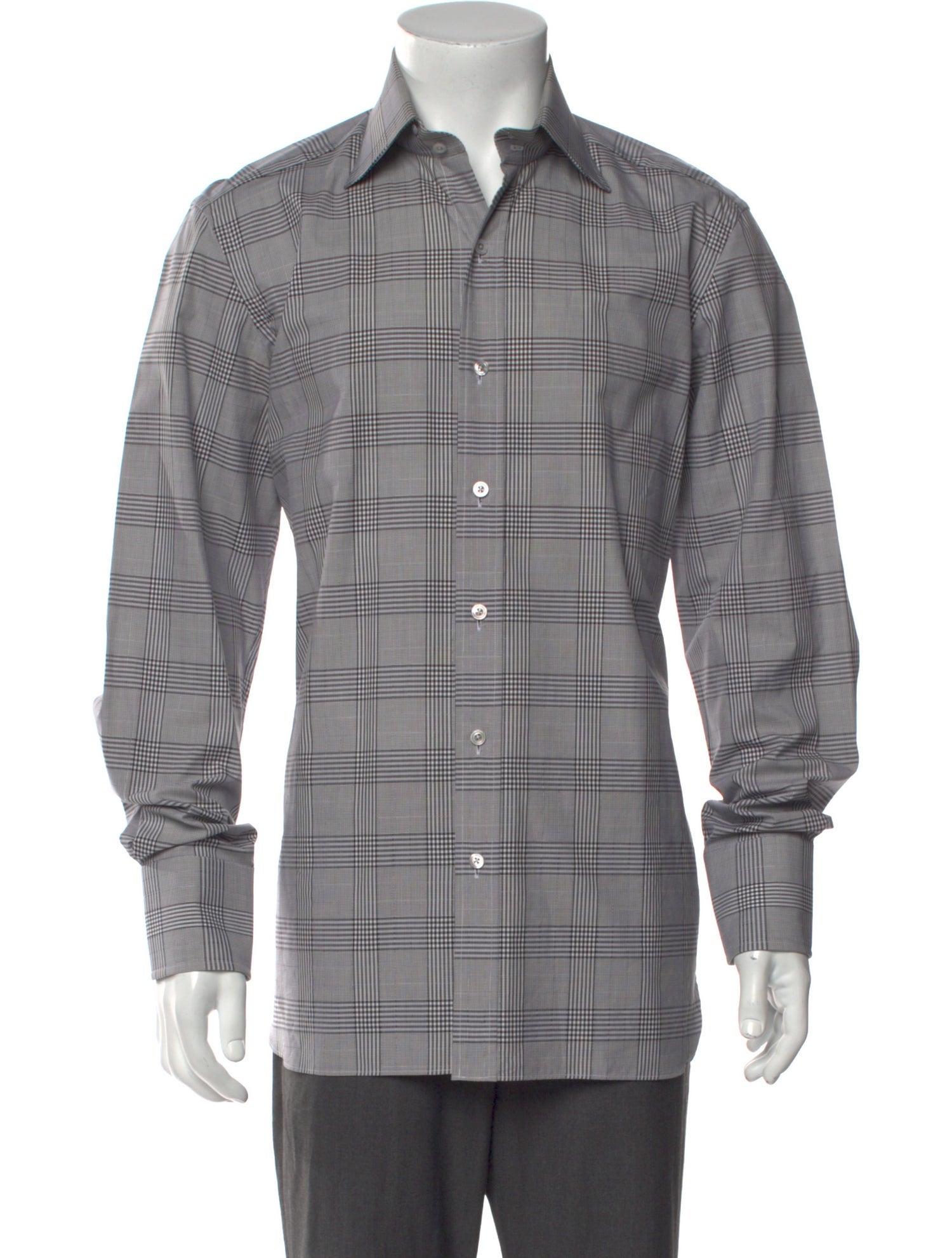 Tom Ford Plaid Print Long Sleeve Western Shirt