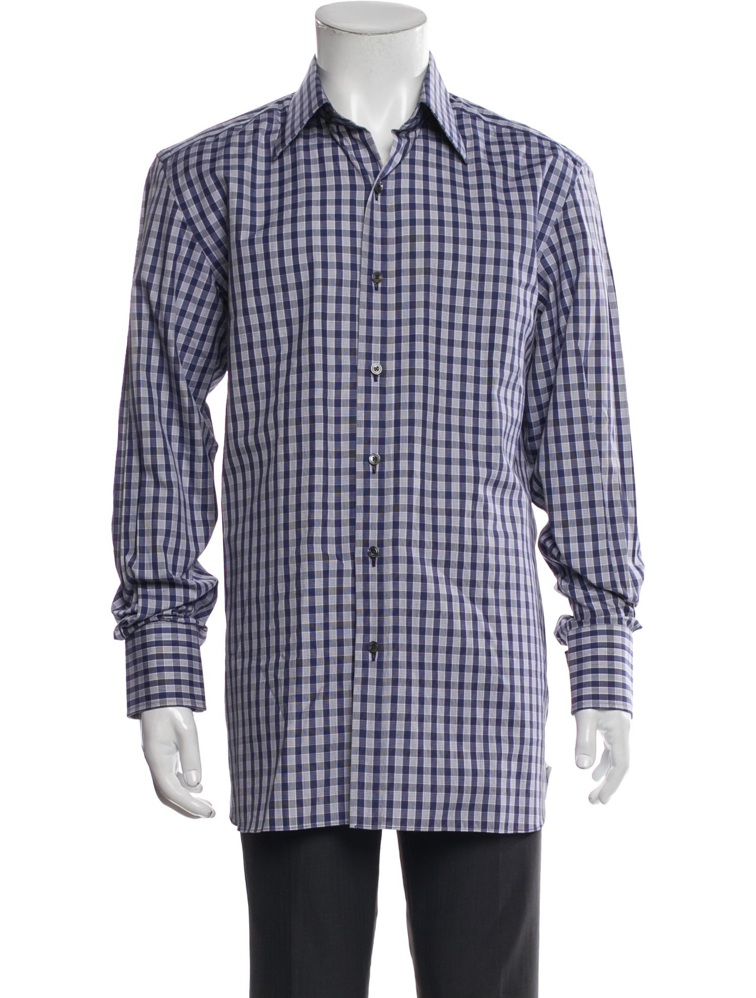 Tom Ford Plaid Print Long Sleeve Dress Shirt