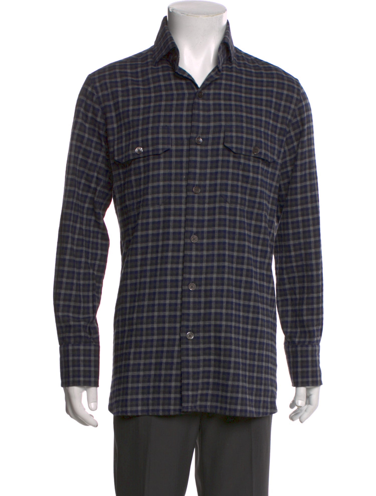Tom Ford Plaid Print Long Sleeve Shirt